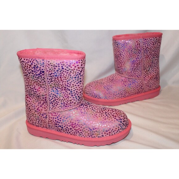 NIB UGG Classic Short II Spots Boots Pink Purple Youth 5 Women's 6.5-7 - Picture 2 of 6
